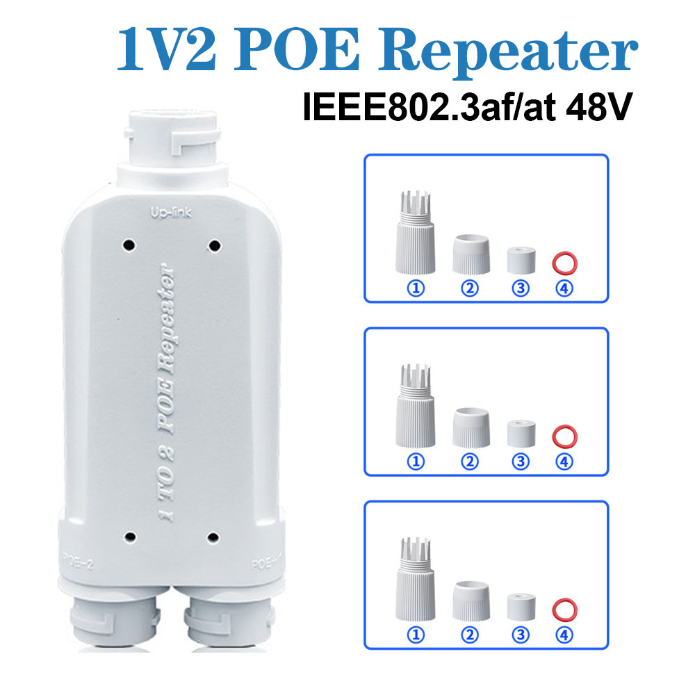 Power Over Ethernet - Водонепроницаемый 2-портовый повторитель POE IP66 10/100