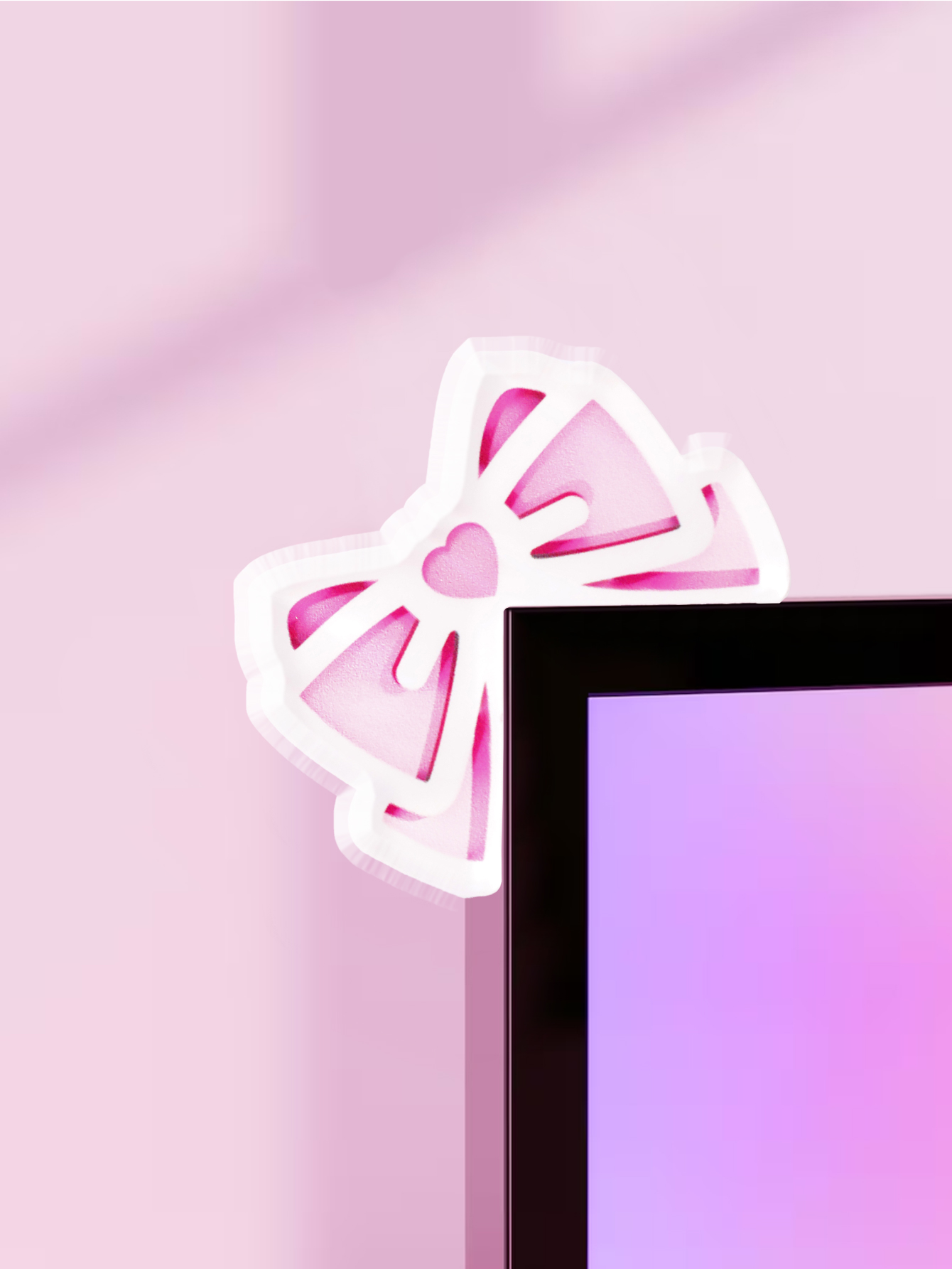 Office Desk Tech Accessories - Kawaii Bow Monitor Decor Розовый акриловый