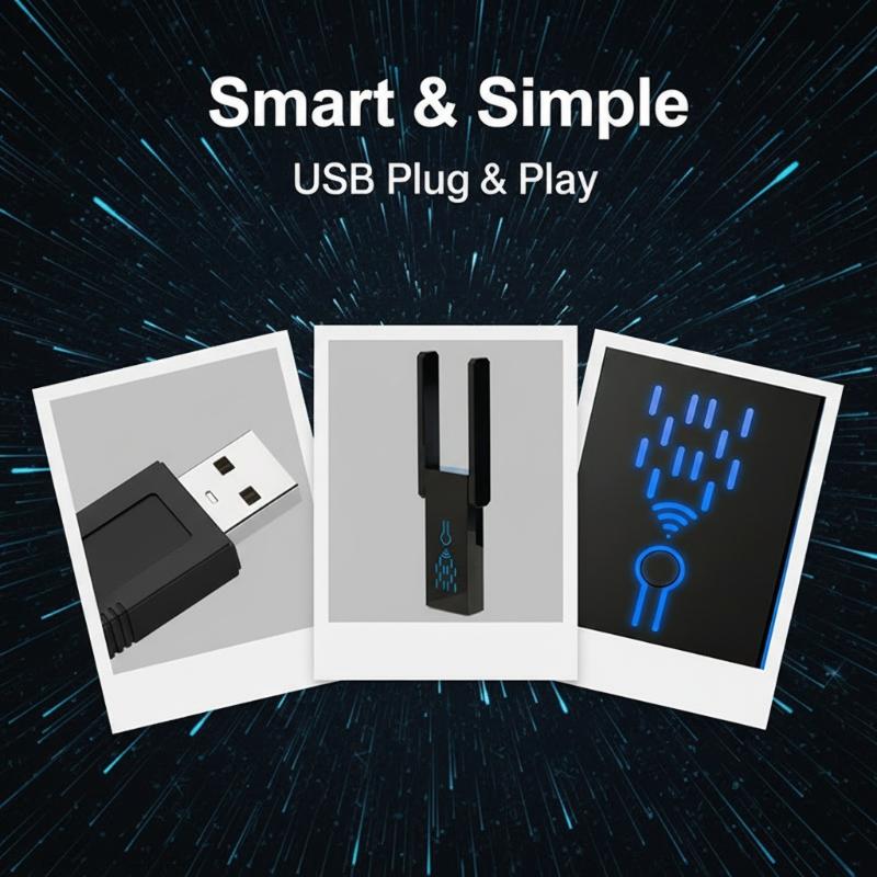 Power Over Ethernet - Двухдиапазонный USB-адаптер Wi-Fi 1300 Мбит/с 2,4